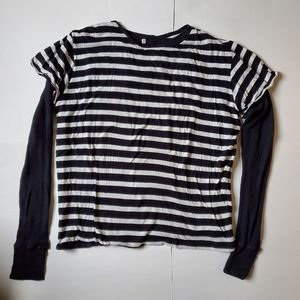 R13 black and white striped top